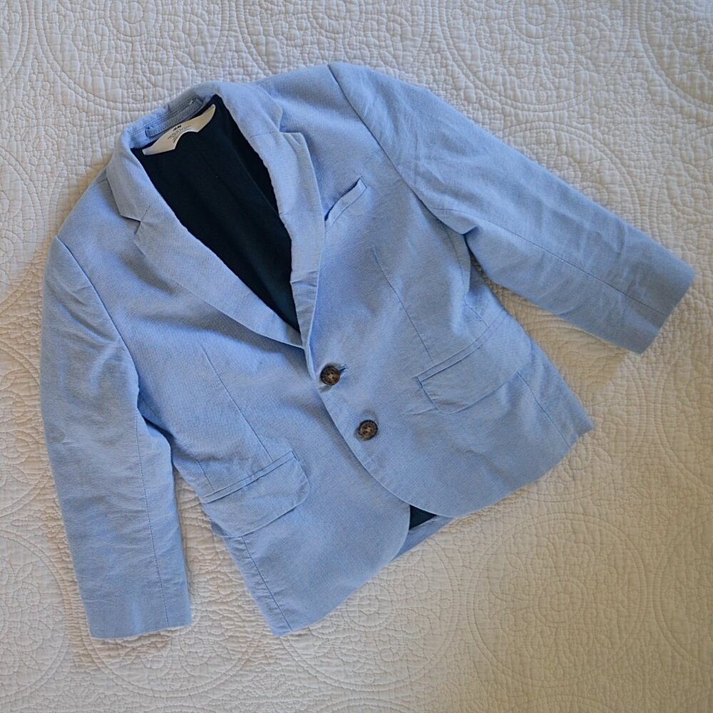 Boys Light Blue H&M Cotton Blazer Size 4T